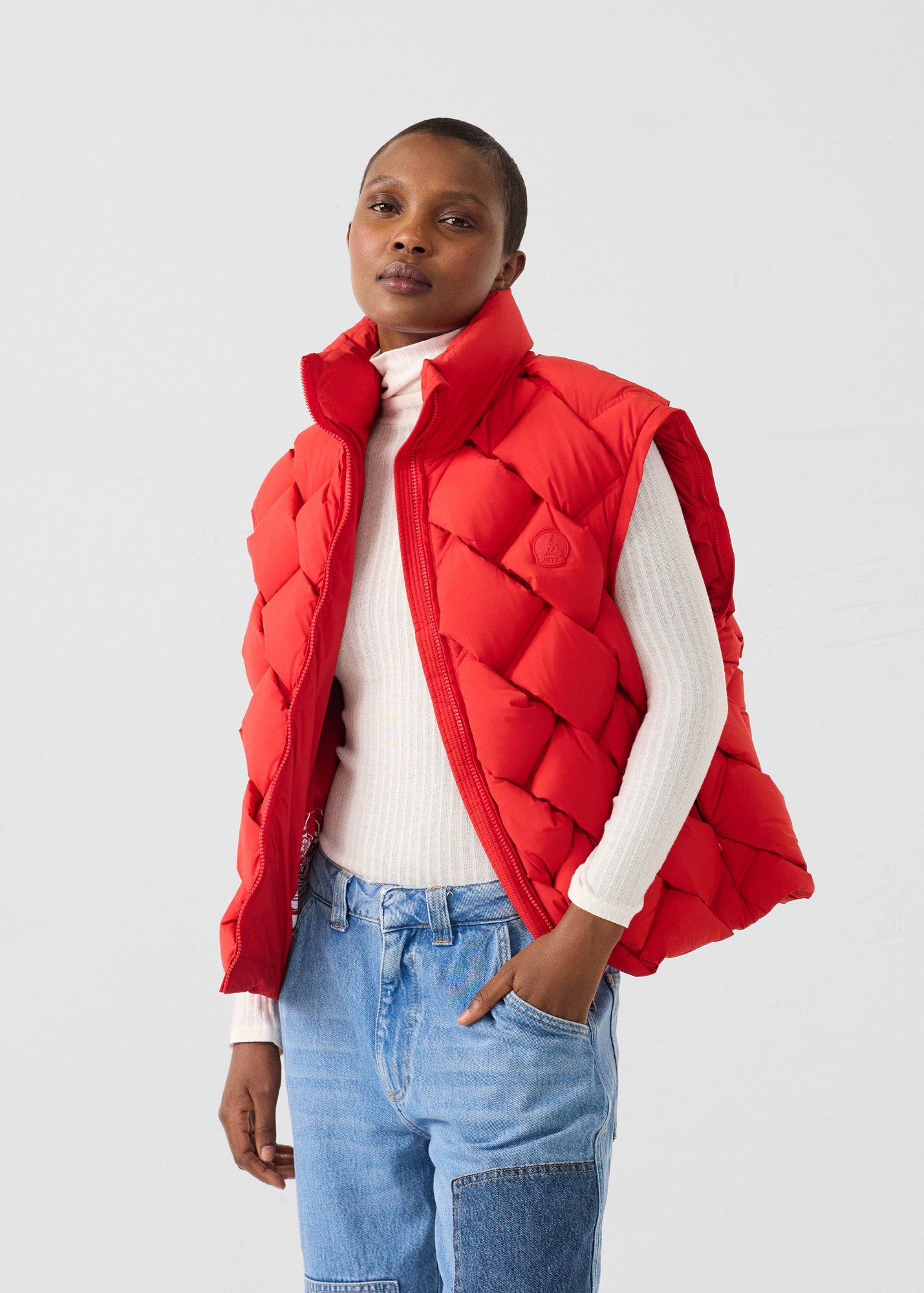 Veste Grand Froid puffer tressée Rouge carmin Alya