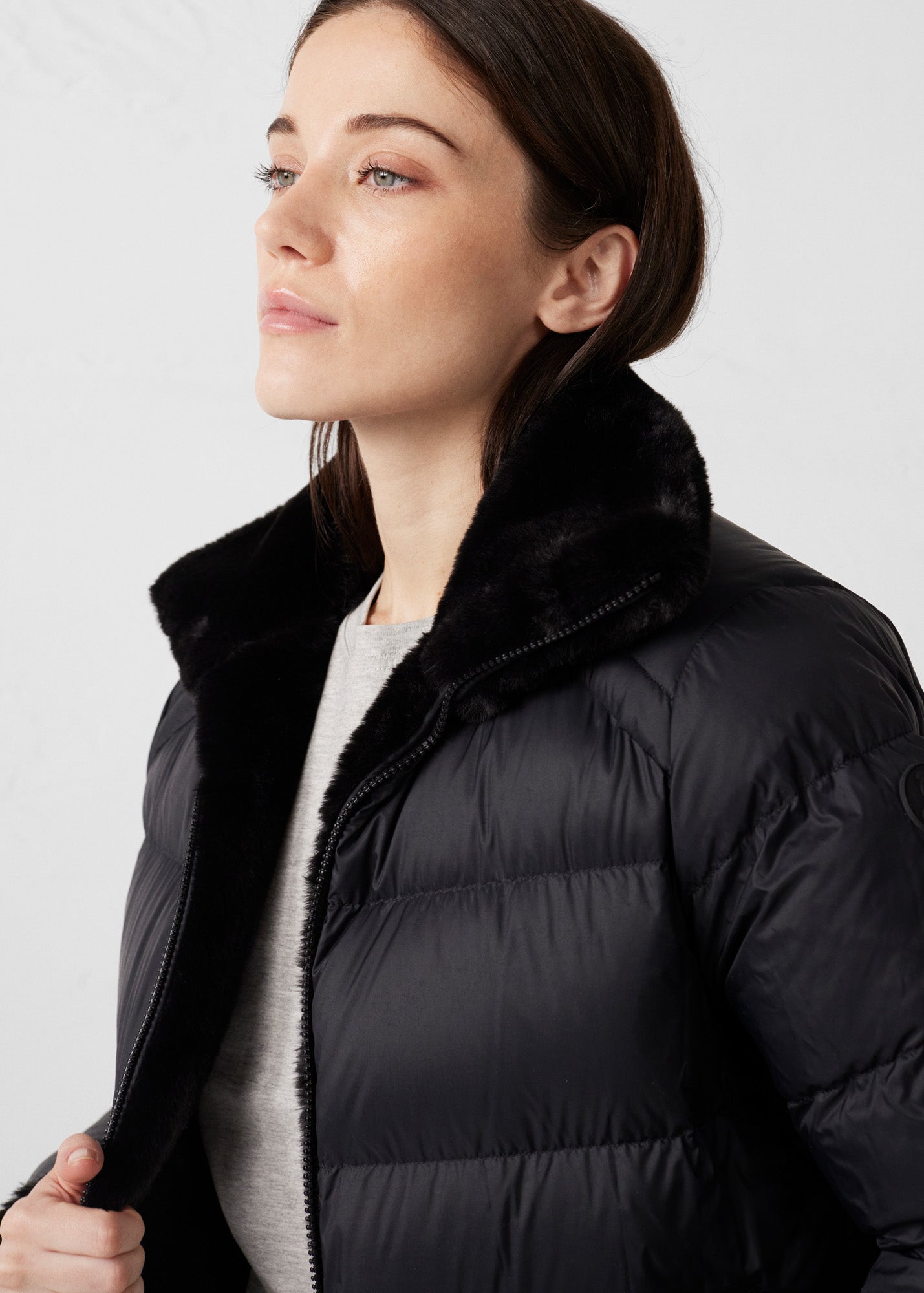 Doudoune fausse fourrure Noir Olga