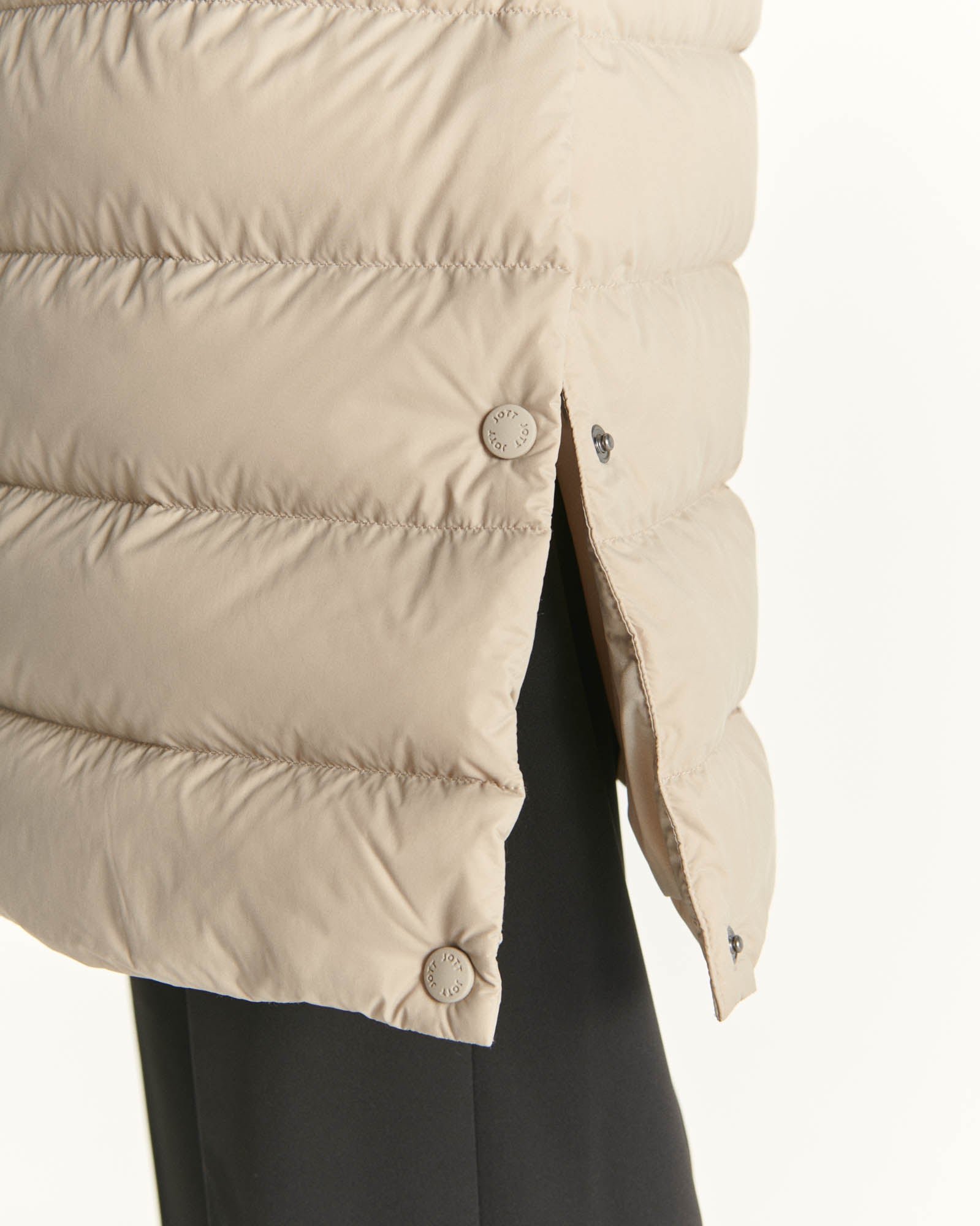 Doudoune longue droite à capuche Beige Lola