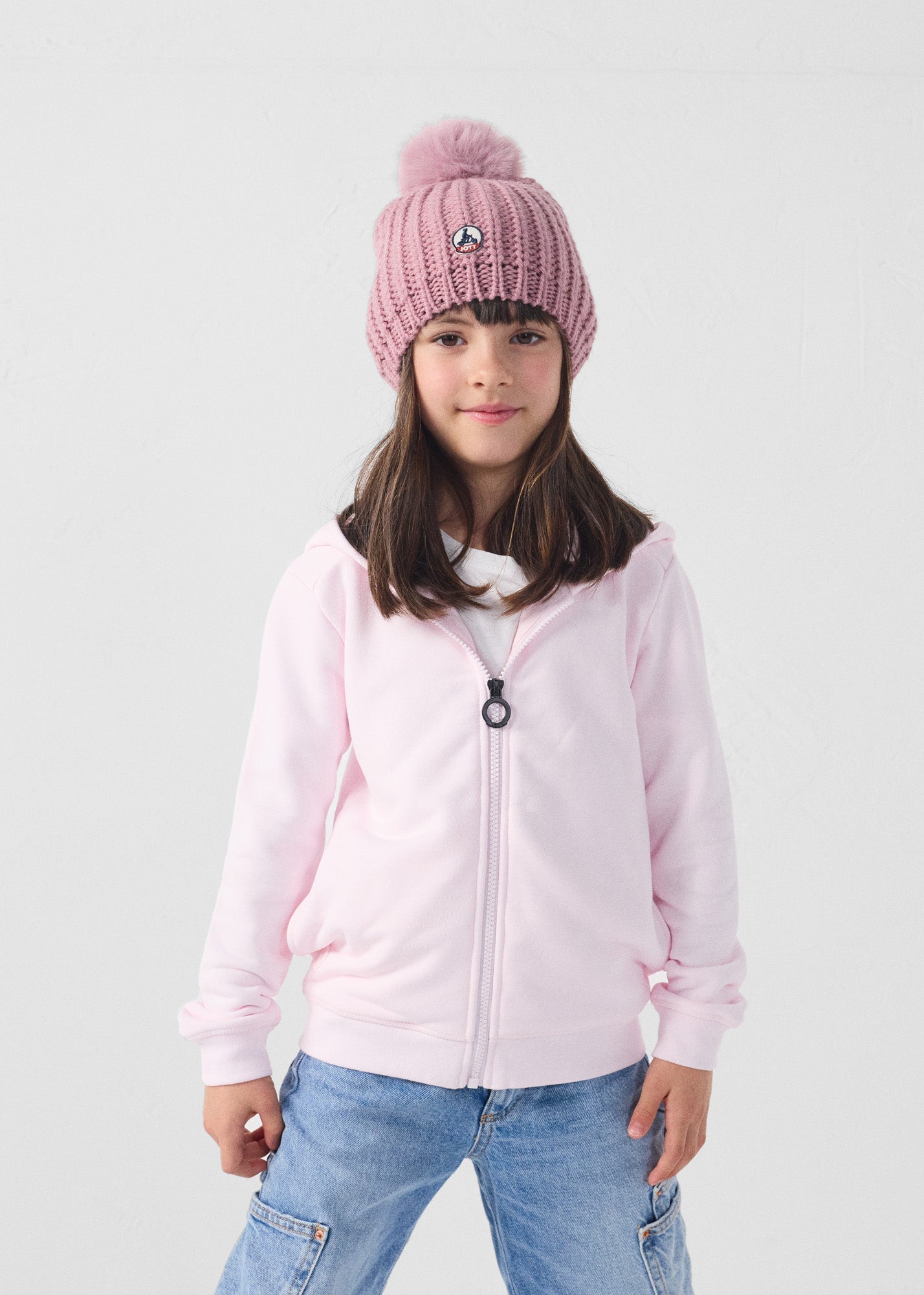 Veste enfant zippée à capuche Rose pétale Arie