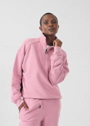 Sweatshirt demi-zippé Rose antique Line