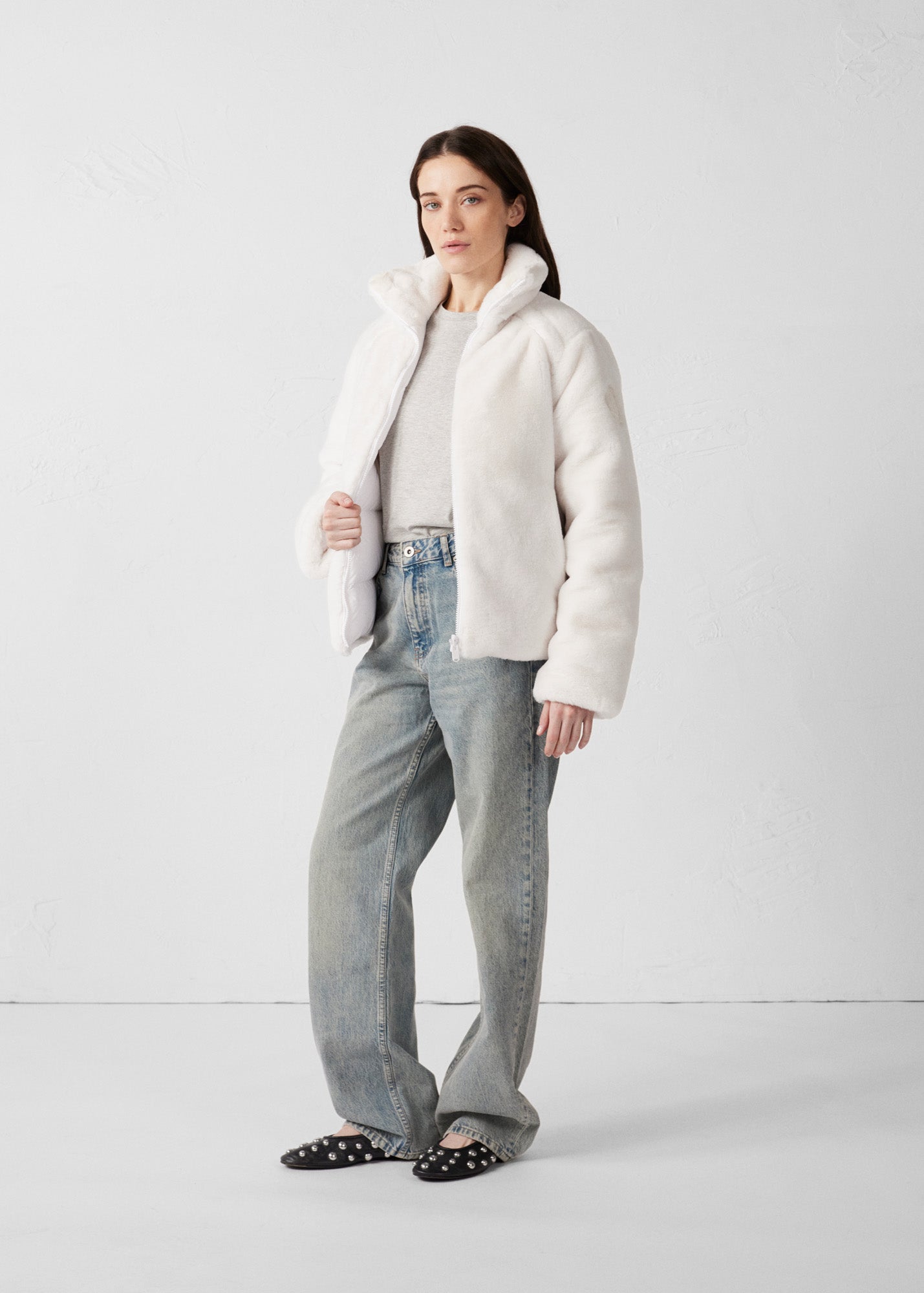 Doudoune fausse fourrure Blanc Olga