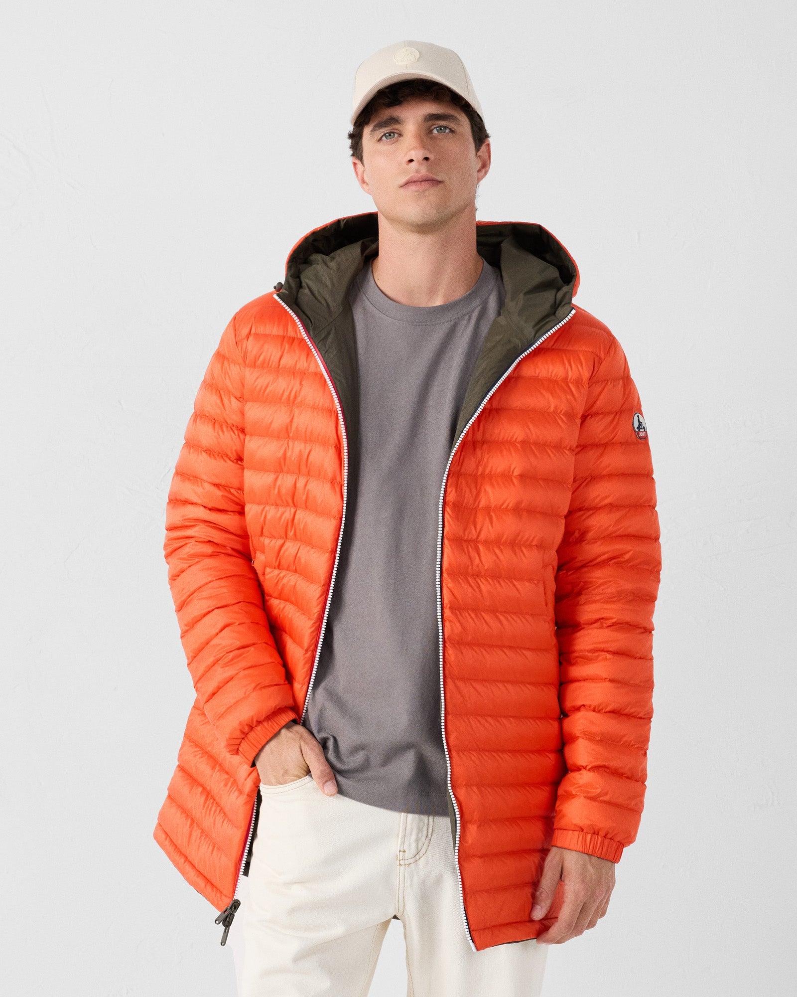 Doudoune longue réversible Army/rouge feu Assen