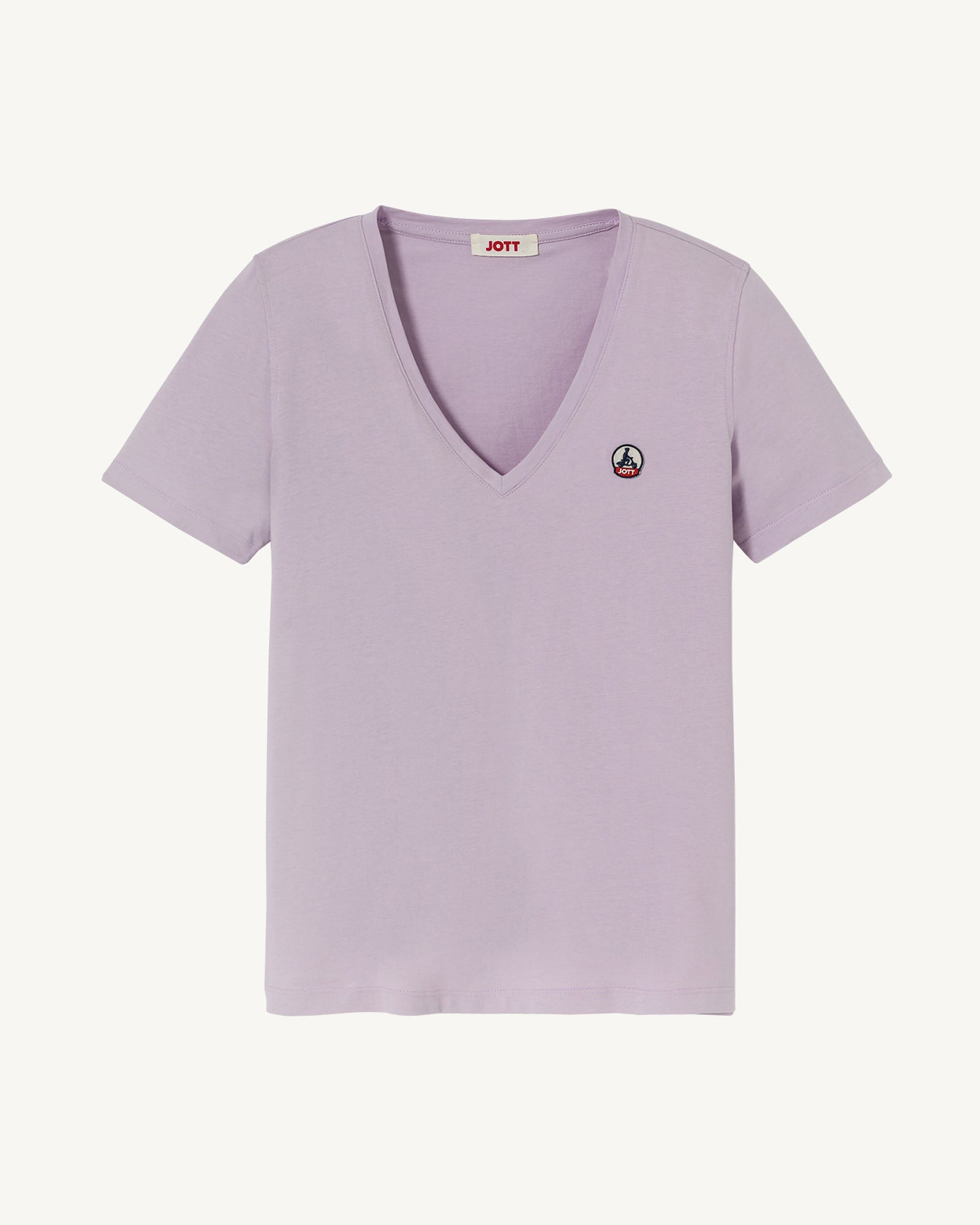 T-shirt uni col V en coton biologique Mauve pâle Cancun 2.0