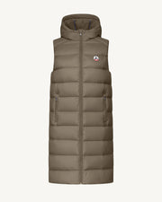 Doudoune longue sans manches Taupe Manon