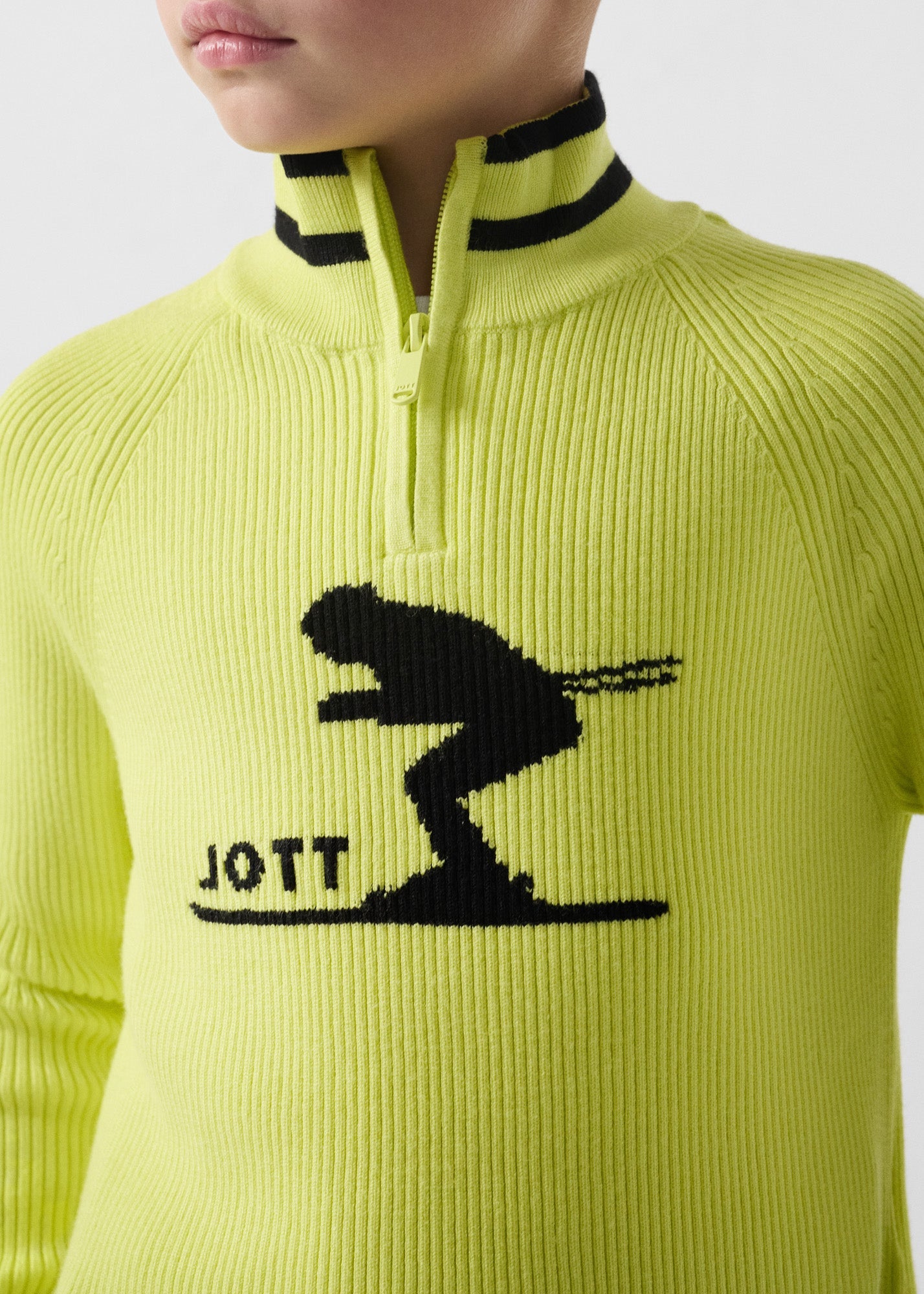Pull côtelé col haut Jaune elexir Coni