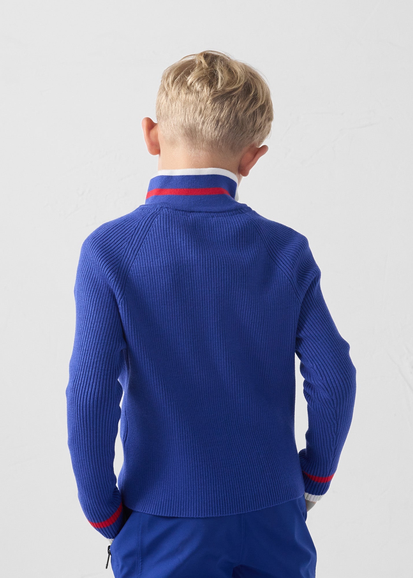 Pull côtelé col haut Bleu cobalt Coni