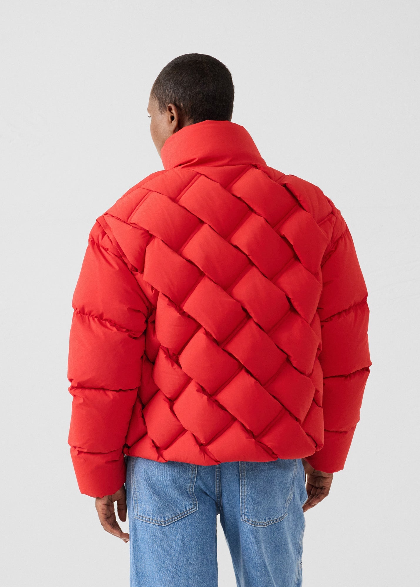 Veste Grand Froid puffer tressée Rouge carmin Alya