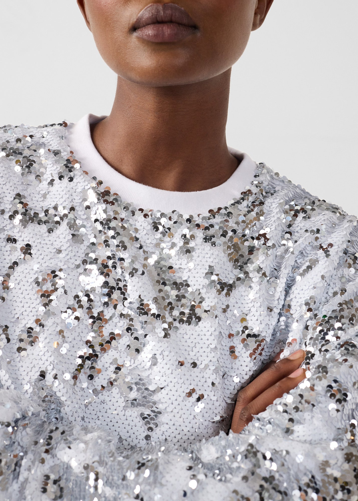 Sweat à sequins Blanc/argent Jeanne
