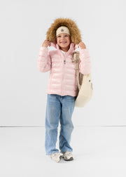 Doudoune enfant Grand Froid Rose pétale Olympe laquée