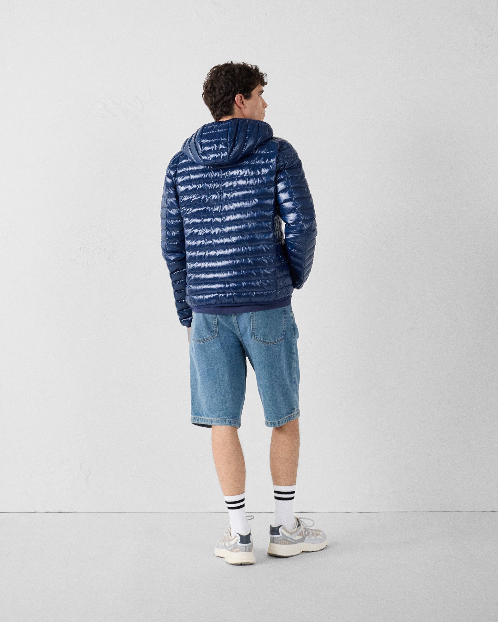 Doudoune légère à capuche Marine Nico shiny