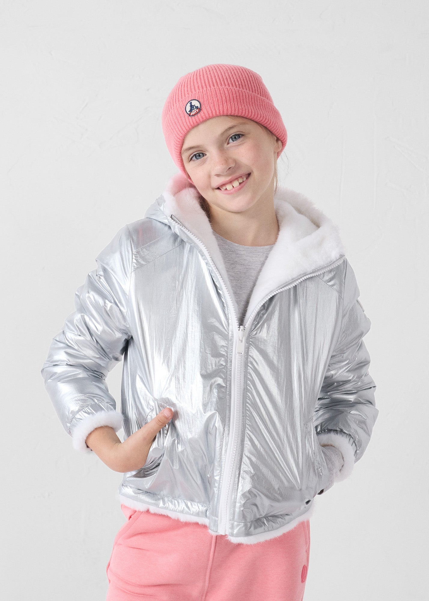 Doudoune enfant réversible fausse fourrure Blanc Brana