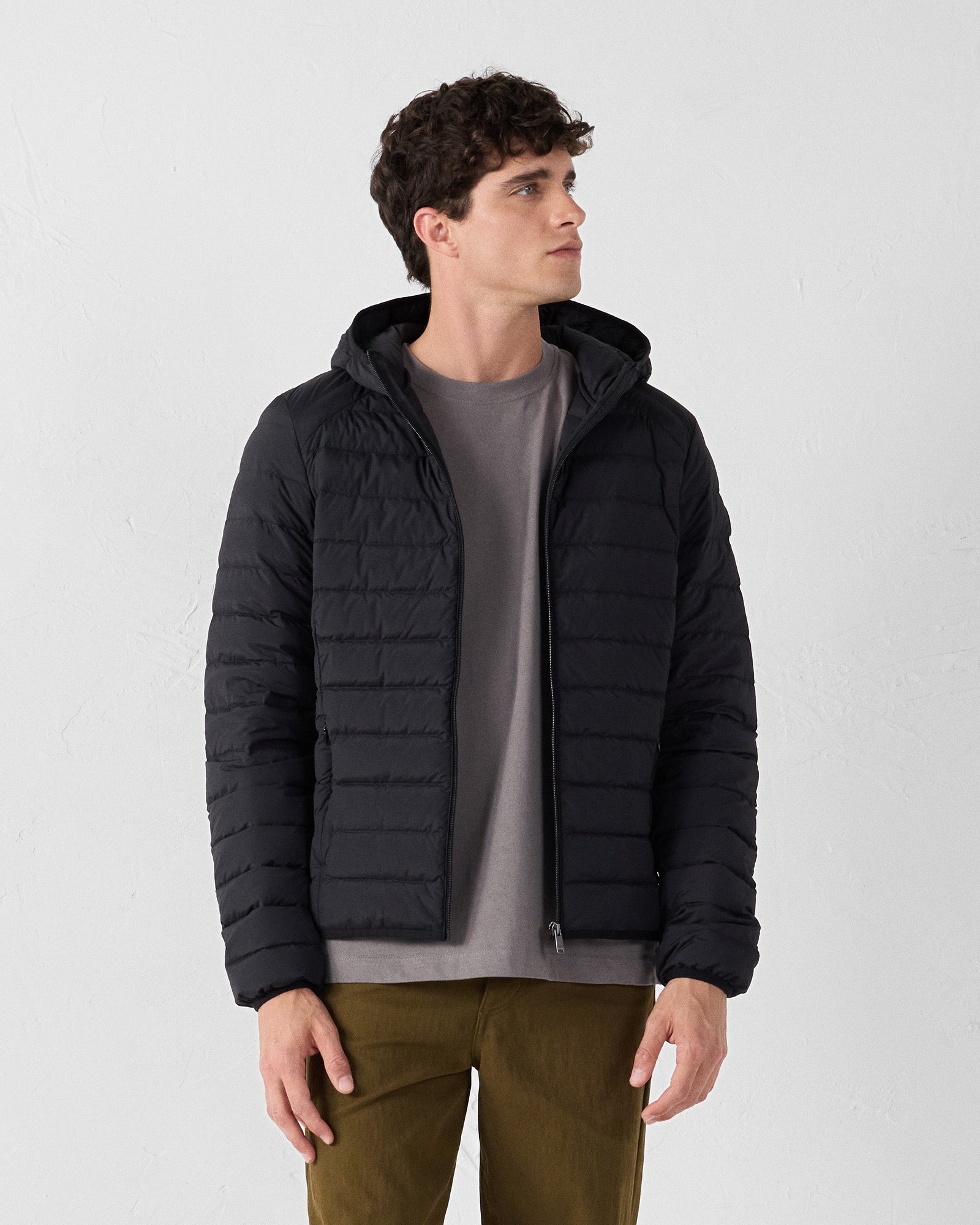 Doudoune légère stretch à capuche Noir Frantz