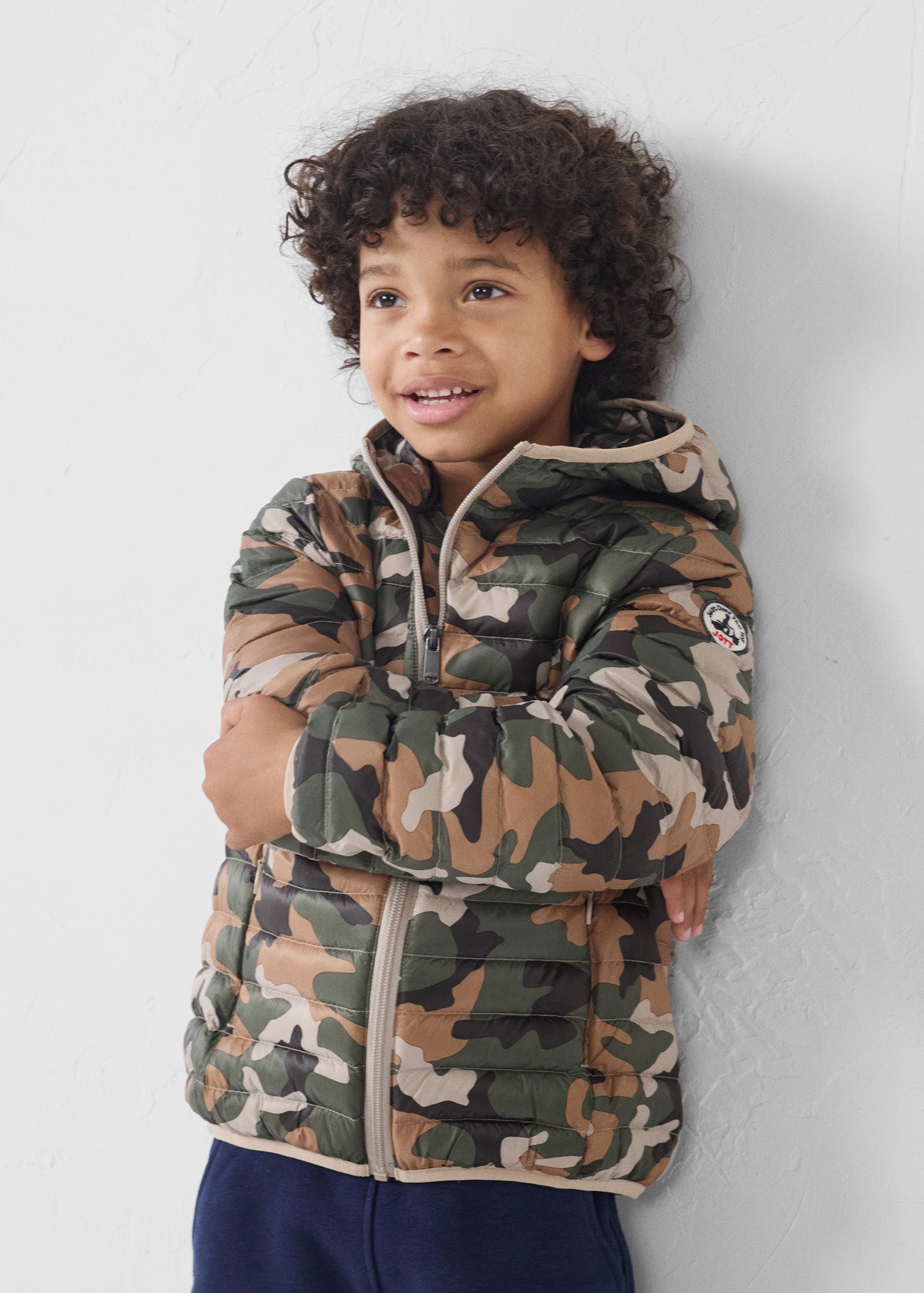 Doudoune légère à capuche enfant Camo sucre roux Hugo print